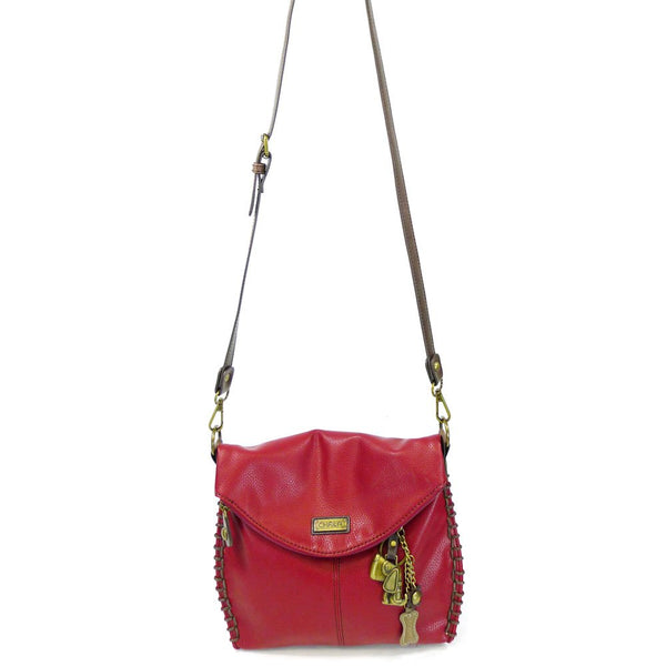 Chala Charming Cross-body or Shoulder HandBag- Burgundy with Bronze Chala Purse Charm (Beagle Dog)