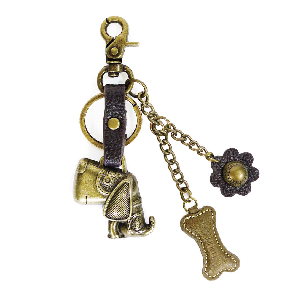 Chala Bronze Metal- Purse Charm, Key Fob, Keychain Decorative Accessory - M602 Dog