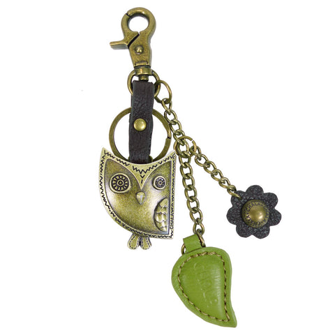 Chala Bronze Metal- Purse Charm, Key Fob, Keychain Decorative Accessory - M602 Owl