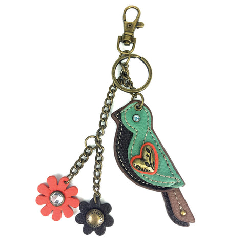 Chala Decorative Mini keychain, Purse Charm, Key fob - Green Bird