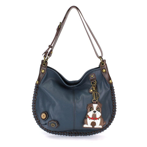 Chala Purse Handbag Hobo Cross Body Convertible Navy Bulldog Bag