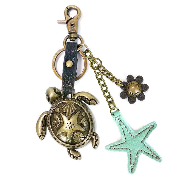 Chala Charming Crossbody Bag Pleather Metal SEA TURTLE Teal Green Convertible