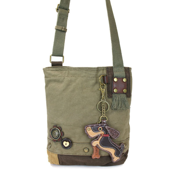 Chala Wiener Dog Patch Crossbody Bag, Olive