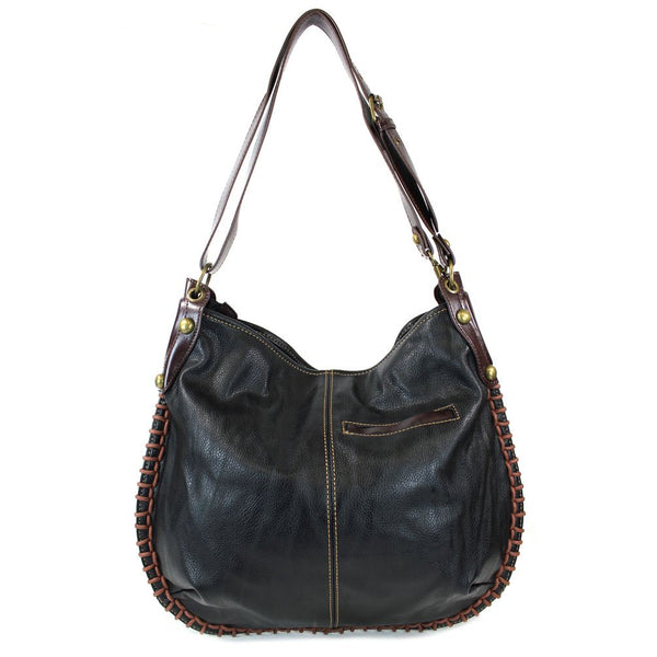 Convertible Hobo Large Bag IVORY PAW Pleather Black w/Coin purse