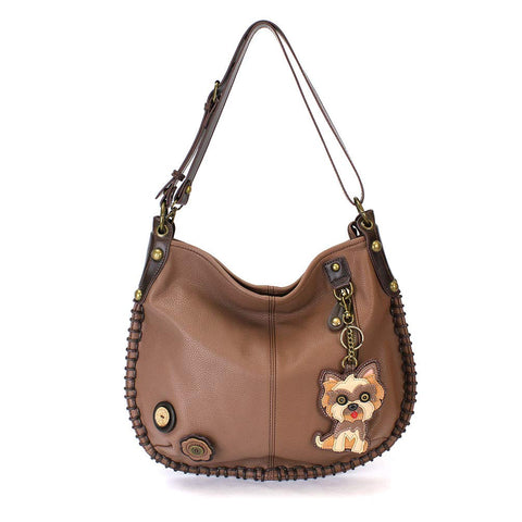 CHALA Yorkshire Terrier 's Gift Collection | Yorkie Theme Handbag/Keyfob/Wallet (Yorkie Hobo Brown)