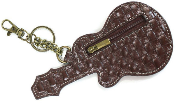 Chala Rock Star Guitar Key Chain Coin Purse Leather Bag Fob Charm