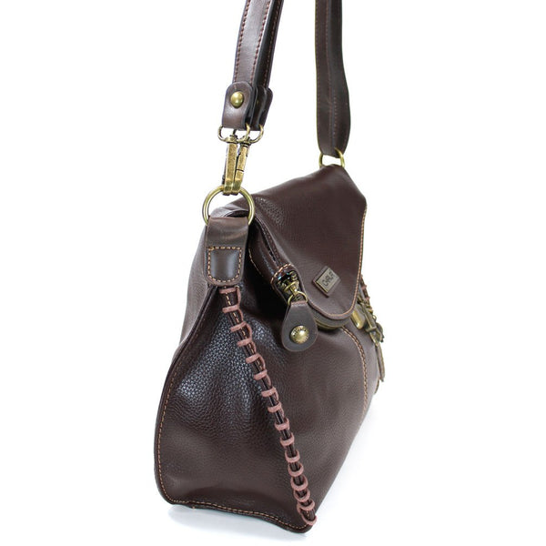 Charming Crossbody Bag Chala PU Leather (Dark Brown-Metal Dog)