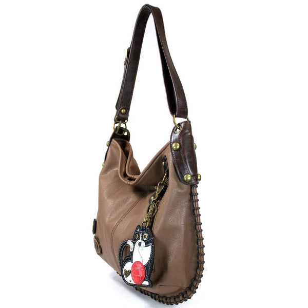Chala Purse Handbag Hobo Cross Body Convertible Brown Fat Cat Bag