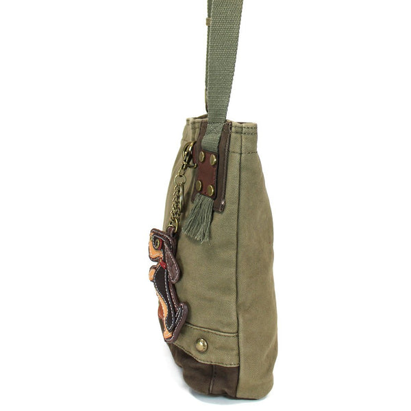 Chala Wiener Dog Patch Crossbody Bag, Olive