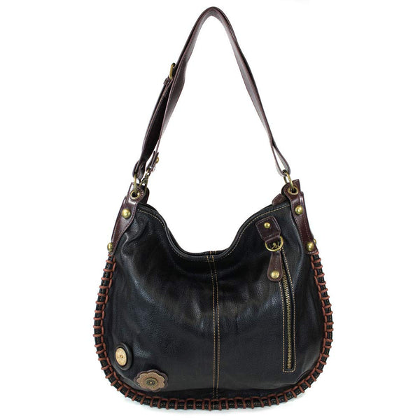 Convertible Hobo Large Bag IVORY PAW Pleather Black w/Coin purse