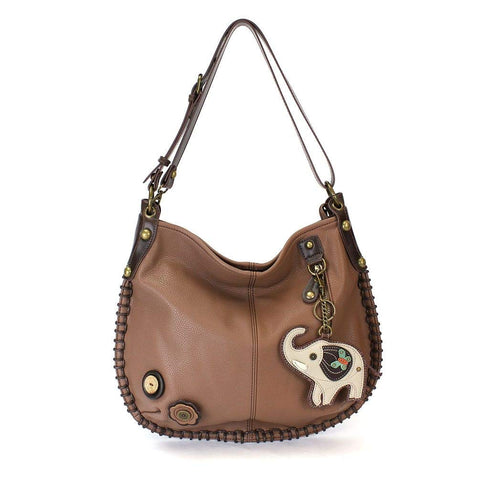 Hobo Crossbody Large Bag Elephant Pleather BROWN Convertible & Coin Purse