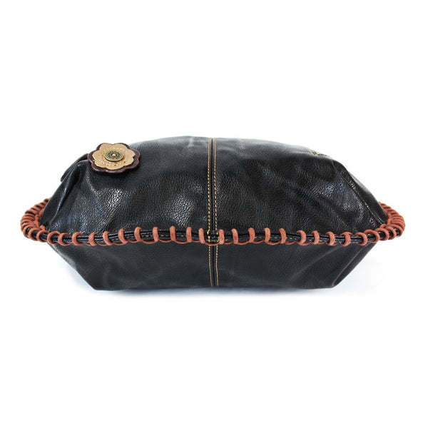 Convertible Hobo Large Bag IVORY PAW Pleather Black w/Coin purse