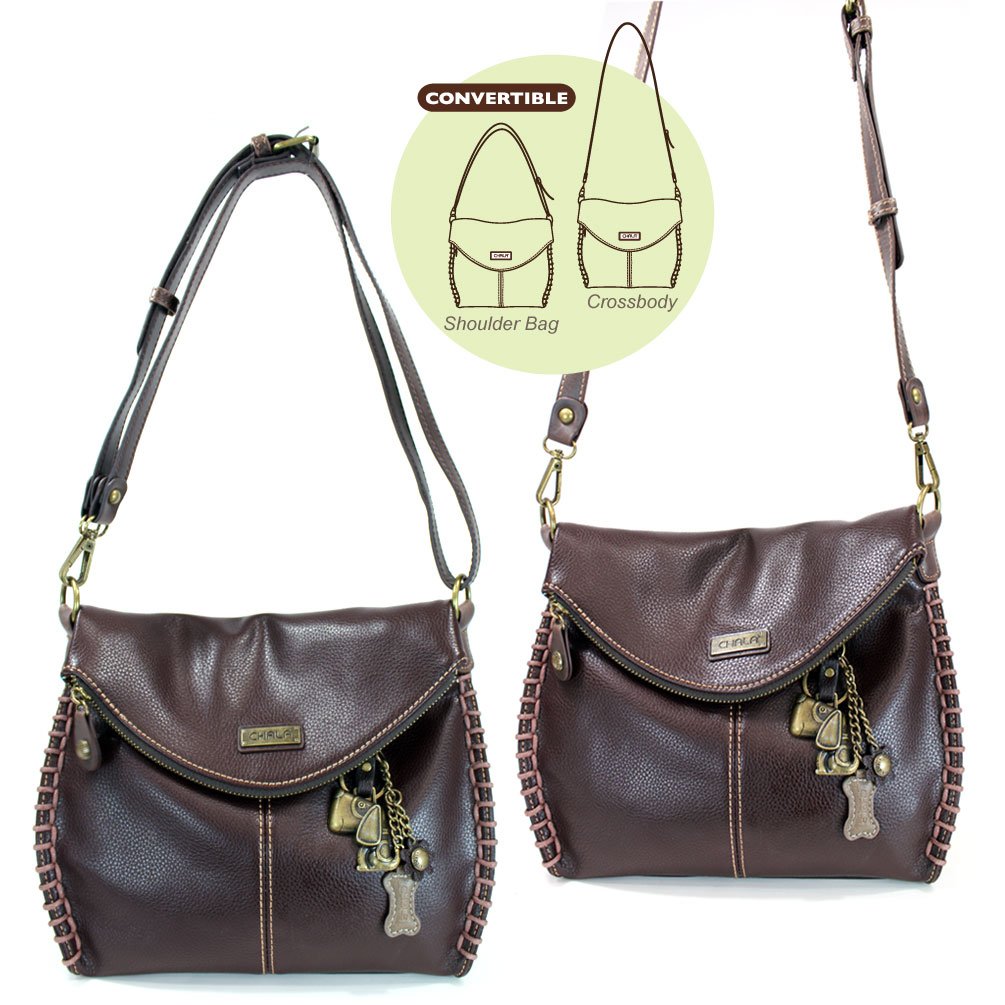 Charming Crossbody Bag Chala PU Leather (Dark Brown-Metal Dog)