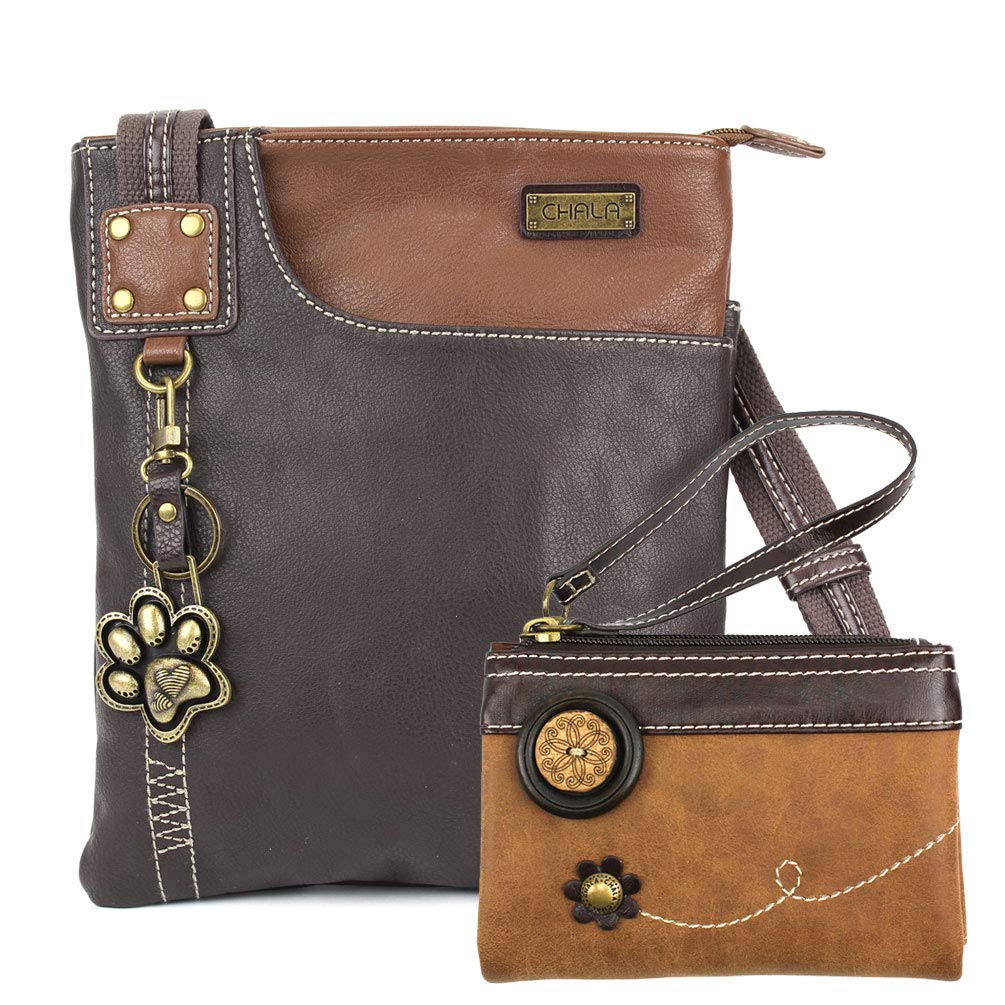 Chala Double Zip Wallet and Swing Crossbody Messenger Bag Bundle