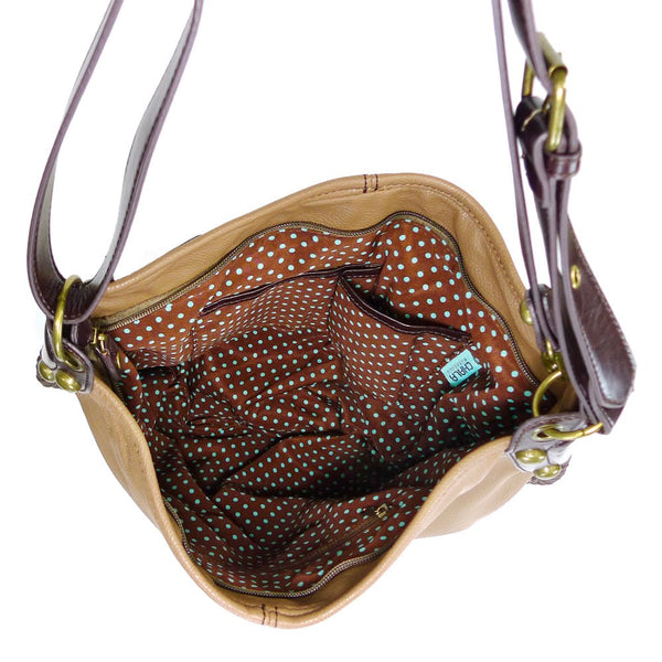 Chala Hobo Crossbody Large Tote Bag DOG Pleather Brown Convertible