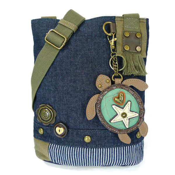 Chala Handbag Patch Cross-body Messenger Bag (Denim Blue)