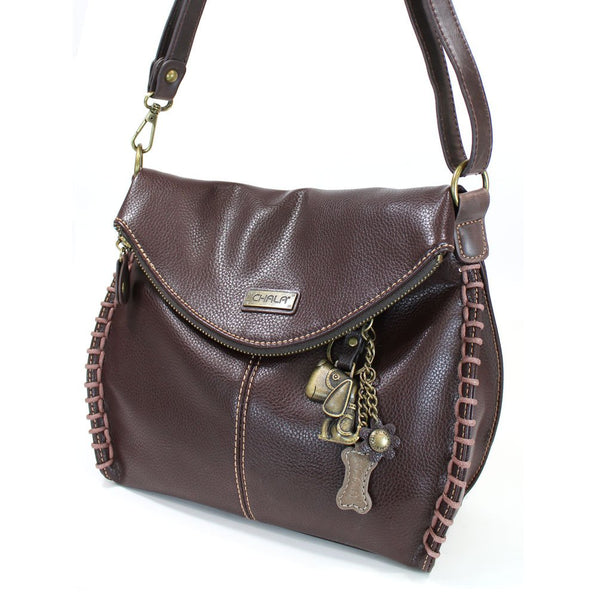 Charming Crossbody Bag Chala PU Leather (Dark Brown-Metal Dog)