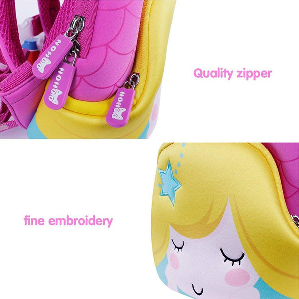 Jack & Friends Neoprene Kids Backpack/Lunch Kid's Lunch Bag for Preschooler to Kindergarten (Mermaid- Large/Kids)