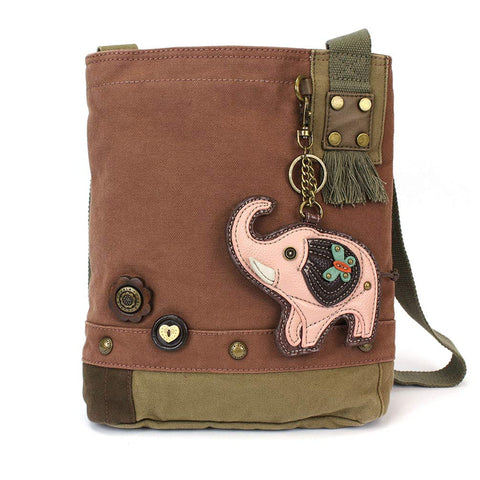 Chala Handbags Patchwork Crossbody Canvas Mauve messenger bags with Pink Elephant Coin Purse