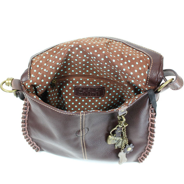 Charming Crossbody Bag Chala PU Leather (Dark Brown-Metal Dog)