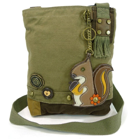 Chala Patch Crossbody Messenger Handbag - Olive (Squirrel)
