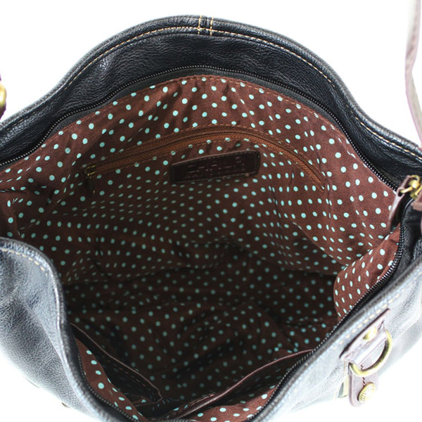 Convertible Hobo Large Bag IVORY PAW Pleather Black w/Coin purse