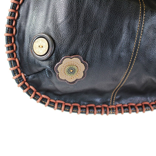 Convertible Hobo Large Bag IVORY PAW Pleather Black w/Coin purse