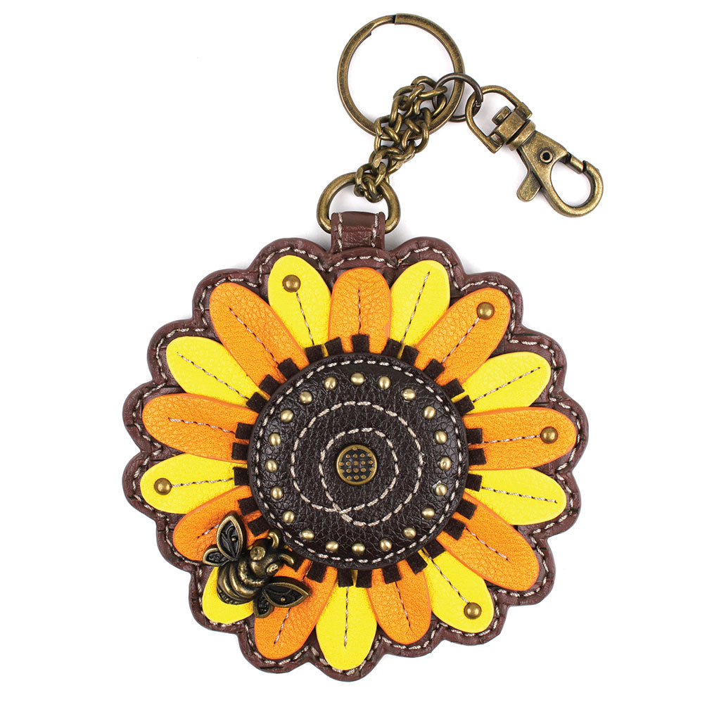 Chala Decorative Purse Charm, Key fob, Coin Purse -Sunflower