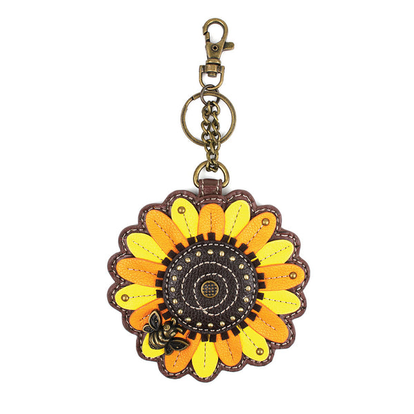 Chala Decorative Purse Charm, Key fob, Coin Purse -Sunflower