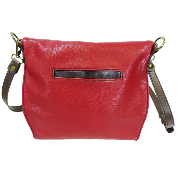 Chala Charming Crossbody Bag with Zipper Flap Top and Metal Chain - Burgundy - Dog