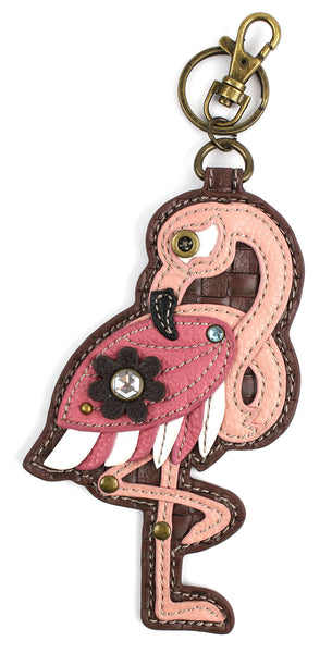 Chala Faux Leather Key Fob, Purse charm, Coin purse (Flamingo)