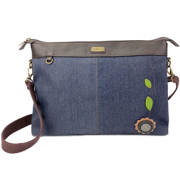 CHALA Canvas Convertible Stripe Work Tote with Chala Key-Fob (Denim)