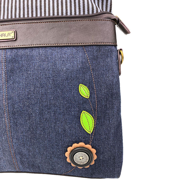 CHALA Canvas Convertible Stripe Work Tote with Chala Key-Fob (Denim)