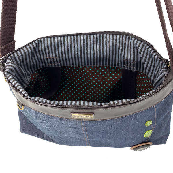 CHALA Canvas Convertible Stripe Work Tote with Chala Key-Fob (Denim)