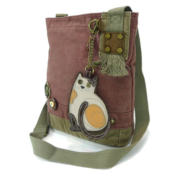 Chala Patch Crossbody Bag+Coin Purse (LaZzy Cat) - Animal-Bags.com