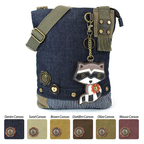 Chala Patch Crossbody Bag + Detachable Key fob Bundle (Raccoon) - Animal-Bags.com