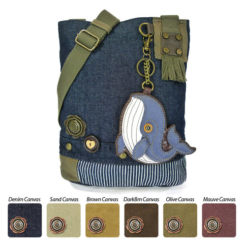 Chala Patch Crossbody Bag+ Coin Purse (Blue Whale) - Animal-Bags.com