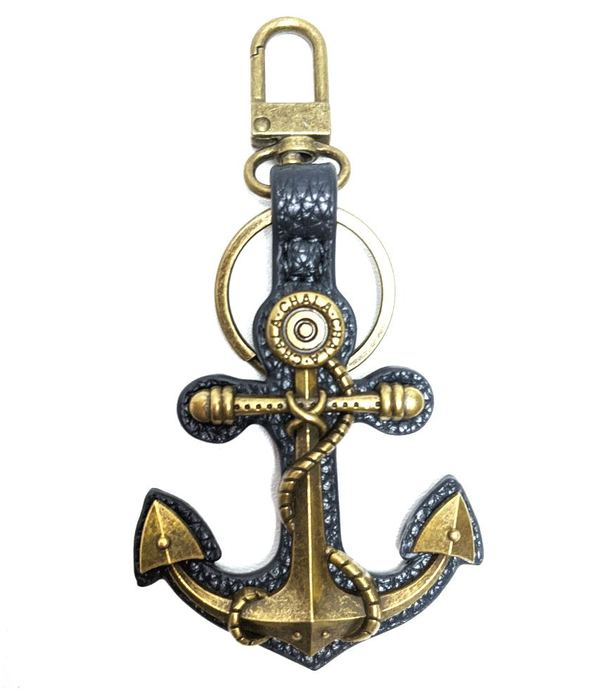 Chala Bronze Mini Metal Purse Charm, Key Fob, Animal Keychain - M605 Anchor