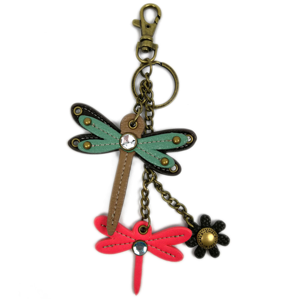 Chala Decorative Mini keychain, Purse Charm, Key fob - Teal Dragonfly